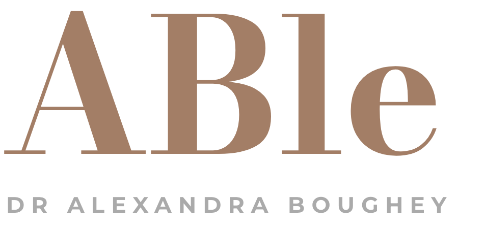 ABle logo in brown with Dr Alexandra Boughey text underneath